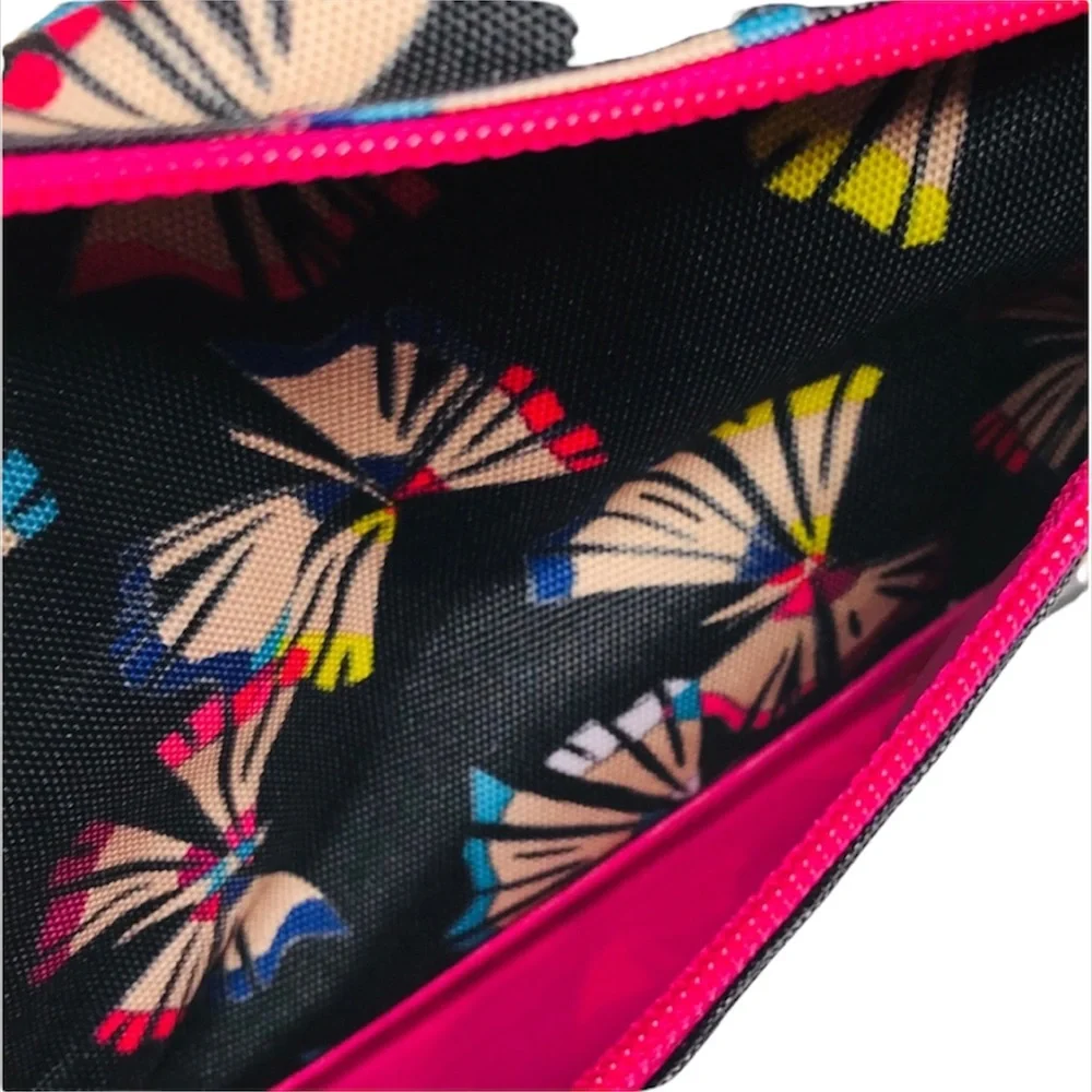 Vera Bradley Lighten Up Pencil Pouch. Art Butterflies, Black, Pink
